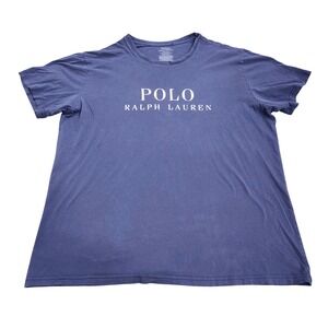 Polo Ralph Lauren Mens Navy Blue Logo Graphic Crewneck Cotton T-Shirt XL